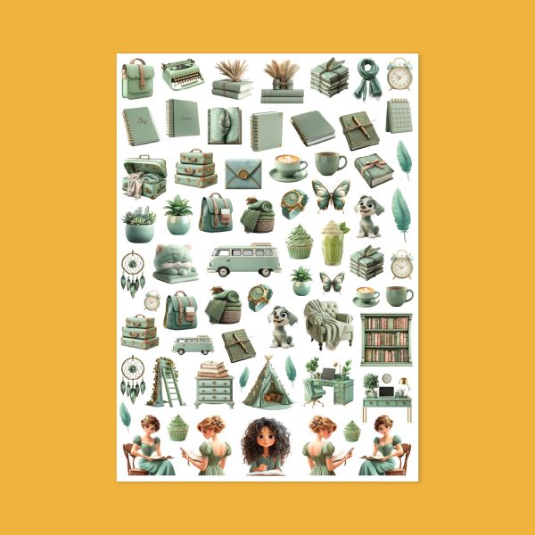 414- Mint Girl Sticker Sayfası