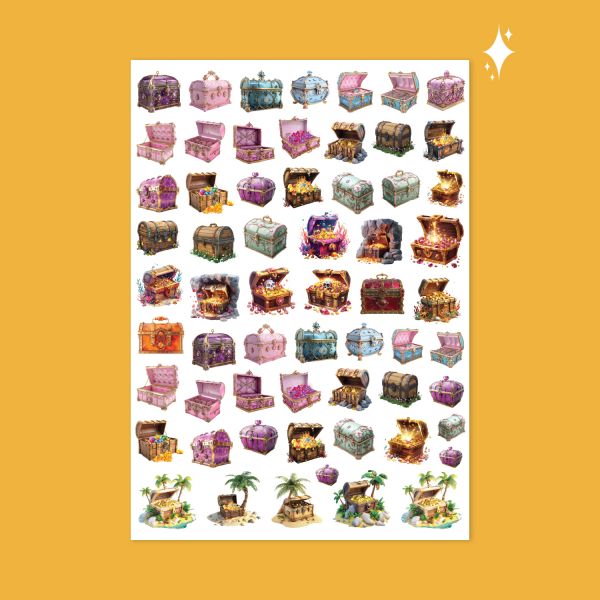 416- Hazine Pırıltılı Sticker Sayfası