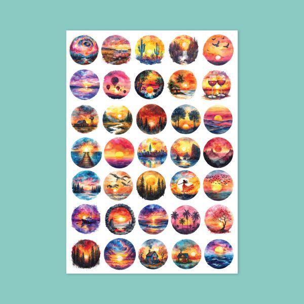 429- Sunset Şeffaf Sticker Sayfası