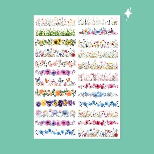 490- Çiçek Arası Pırıltılı Sticker...