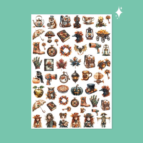 496- Kızıl Yaprak Pırıltılı Sticker...