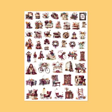 513- Bordo Kış Sticker Sayfası