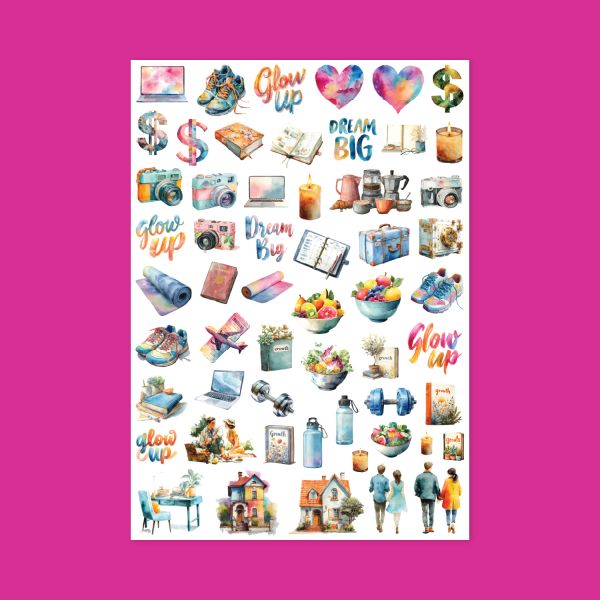 550 - Glow up Sticker Sayfası